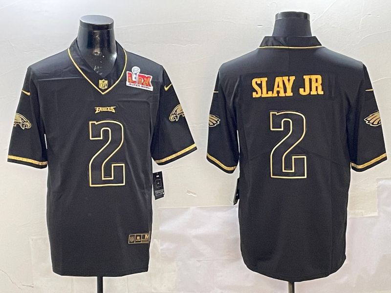 Men Philadelphia Eagles #2 Slay jr Black gold Throwback 2025 Nike Limited NFL Jersey style 2